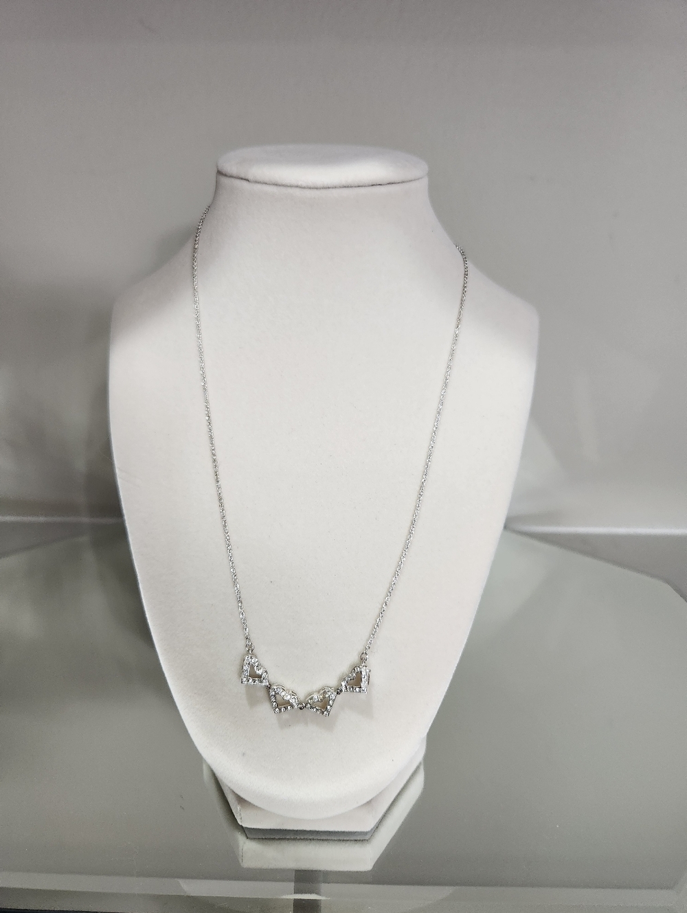 Premier Designs Silvertone Convertible Quad Rhinestone Heart  Necklace - Picture 6 of 6
